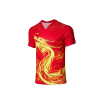 Li Ning lauatennise seeria Draakoni totemi prindiga spordis&auml;rk l&uuml;hikeste varrukatega tavaline T-s&auml;rk meeste topid Punane AAYR359-1 M