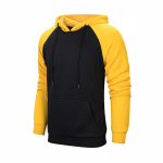 Meeste kapuutsiga kampsunid kontrastset v&auml;rvi pikkade varrukatega 2 k&uuml;ljetaskut pullover s&auml;rgid s&uuml;gistalv kevad soojad kapuutsid XL kollane/must