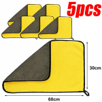 5/2/1tk Paksud mikrokiust autopuhastusr&auml;tikud Pehmed Kiirelt kuivavad aknad peeglid Puhastuslapid Kodu Kahekihilised puhtad lapid 30*60CM-5Pcs