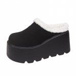 Moodsad 9CM Naiste Pool-Slippers Platvorm 2024 Talve Soojad Karusnahast K&otilde;rge Kontsaga Retro Naiste Mokassiinid Vabaaja Suede Mules Naistele &Uuml;li&otilde;pilase Kingad 34 must