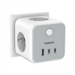 TESSAN Travel USB-pistikupesa adapter 3 vahelduvvoolu pistikupesa, 3 USB-pordiga (2.4A) ja toitel&uuml;liti, EU Wall Cube pistikupesa nutitelefoni, tahvelarvuti, kaamera jaoks 3 Outlets 2Type-C 1 USB A
