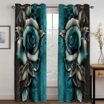 2 tk Punase roosi lilledega teemantkuldne 3D-disain Luksuslikud t&uuml;drukute aknakardinad elutuppa magamistuppa k&ouml;&ouml;gi uksesaali kodukaunistus W50H130(CM)x2PCS&Grommet Top
