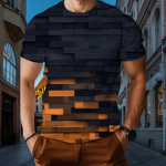 Kolmem&otilde;&otilde;tmeline geomeetriline 3D prinditud suvine meeste T-s&auml;rk Moesuund Loominguline vabaaja T-s&auml;rk O kraega lahtine pullover S