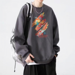 Tr&uuml;kitud s&uuml;gistalvine kampsun meeste kevad ja s&uuml;gis 2024 Korea uus &uuml;mmargune kaelus, vaba topp &scaron;ikk Hongkongi stiilis trendikas M must