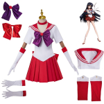 Hino Rei Sailor Mars Naiste Cosplay Kost&uuml;&uuml;mid Halloween Multikategelased Kleit &Uuml;likond L&uuml;hikeste Varrukatega Seelik GW199 S