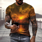 Suvemood 3D-print Looduslik maastik P&auml;ikeseloojang Meeste T-s&auml;rk L&uuml;hikeste varrukatega T-s&auml;rk Harajuku Y2k T-s&auml;rgid Topid Lasteriided S