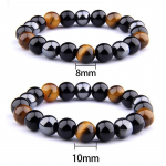 1 tk Fashion Natural Stone Tervislik kaalulangetav k&auml;ev&otilde;ru Tiger Eye kolmekordse kaitsega hematiidi ja obsidiaani k&auml;ev&otilde;ru meestele ja naistele kehakaalu langetamiseks 8mm