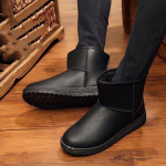 Meeste 2023. aasta talvised veekindlad PU-nahast lumesaapad sametvoodriga - trendikad unisex puuvillased Martini saapad 47 Men's Size must