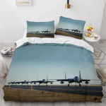 H&auml;vitalitlennuki Kuningas Kuninganna Tekikate S&otilde;jalennuki Teemaline Voodipesukomplekt Lastele Poistele Meestele P&auml;ikeseloojangu Lennuk Pol&uuml;ester Tekikate 135X200cm-2pcs