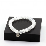 Pierres et Min&eacute;raux. Bracelet Perles Quartz craquel&eacute; du Br&eacute;sil 8 mm. Fabriqu&eacute; en France.