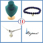 Pierres et Min&eacute;raux. Parure bijoux Bracelet Collier 10 Perles Lapis Lazuli 8 mm. Chaine en Taille personnalisable. sinine