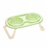 Roostevabast terasest kassi toidu- ja veekauss k&otilde;rgendatud kokkupandava alusega Folding high-foot double bowl