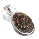 Ammonite Fossil Gemstone Handmade 925 Sterling Silver Jewelry Pendant 2.56 i0j64