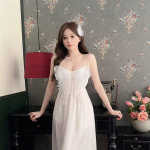 Naiste Seksikas Suur Suurus Siidist Paeltega Pidžaamakomplekt Liblika Kristall-Litritega ja Rinnapatjadega L