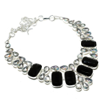 Black Spinel Handmade 925 Sterling Silver Gift Jewelry Necklace 18 o8f64