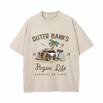 Retro Pesupesuga Vintage T-s&auml;rk Varrukatega Outer Banks Puuvillane T-s&auml;rk Graafiline Anime Tr&uuml;kiga Pullover Meeste Puuvillane T-s&auml;rk Naiste Riided S