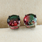 S925 h&otilde;bedane kristallsinine roheline tsirkoon &uuml;mmargused k&otilde;rvar&otilde;ngad naistele moepulmaehted 8mm roosa punane v&auml;rv/roheline