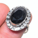 Black Spinel Handmade 925 Sterling Silver Jewelry Ring Size 8 p9z84