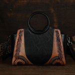 Johnature Vintage Reljeefne Peen K&auml;ekott Suure Mahutavusega Mitmek&uuml;lgne &Otilde;la-Crossbody Naiste Kott must