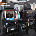 Mitme taskuga autoistme seljatoe rippkott Universaalne auto PU nahast hoidikott kokkupandav riiul must