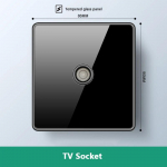 Luksuslik karastatud klaasist seinavalgusti l&uuml;liti nupp must &Uuml;hendkuningriigi pistik 13A universaalne seinakontakt USB, 220V1gang2way kiirusl&uuml;litiga