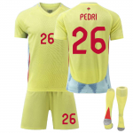 2425Spain Away jalgpallis&auml;rgid, l&uuml;hikesed p&uuml;ksid ja sokid, uue hooaja l&uuml;hikesed p&uuml;ksid ja sokid t&auml;iskasvanutele ja lastele suuruste komplekt 26