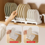 Dish Organizer Rack Upright Draining Cabinet Plate Organizer Plate Dish Drying Rack Kitchen Dishes Stand Vertical Storage Rack valge