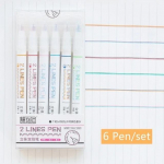 2 Joonega V&auml;rvipliiatsite Komplekt Kahekordse Joonega Veep&otilde;hine Tindi Punane Sinine V&auml;rviots Kunst Joonistamine Vooderdaja Scrapbooking 0,5 mm Kirjatarbed Kontor Kool 6pcs