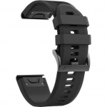K&auml;epael Garmin Fenix 6 - 6 Solar - 6 Pro - 6 Pro Solar - 6 Pro Sapphire jaoks - Must silikoon 22mm QuickFit Phonillico&reg;