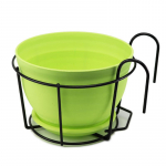 R&otilde;du lillepott riputatav lillealus k&auml;sipuu jaoks, seinale kinnitatav raudraam, roheline luuderohi potitaimedele, lillede &uuml;mmargune hoiuriiul One Size must