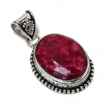Ruby(Simulated) Gemstone Handmade 925 Sterling Silver Pendant 1.85 s9t18