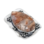 Lake Superior Agate Handmade 925 Sterling Silver Jewelry Ring Size 7 v2e53
