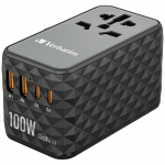 Verbatim Adapter Podr&oacute;żny Eu/Uk/Us Gan2Xusb-A/2Xusb-C Pd 100W Uta-06 Czarny/Black 32121