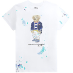 Polo Ralph Lauren SS22 Karu Kirjaprint &Uuml;mmarguse kaelusega L&uuml;hikeste varrukatega T-s&auml;rk Naiste Topid Valge 211856643-C001 XS