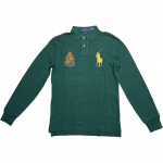 Polo Ralph Lauren Ss24 Rinnam&auml;rk Kuldne Silt Suur Hobuselogo Tikitud Pikkade Varrukatega Polo S&auml;rk Meeste pealsed Tume-Roheline 710779249-001 S