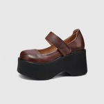 Kiilud Naistele 2025 S&uuml;gis Uued Paksude Kontsadega Platvormil Mary Jane Kingad Lihtsad ja Stiilsed Naiste Kingad Zapatos De Mujer 35 pruun