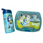 Set Repas Enfant Bluey avec Bo&icirc;te &agrave; Gouter et Gourde 420ml Plastique bleu pour Ecole et Sorties