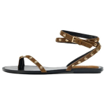ZARA Lamba nahast pandlaga avatud varba rihmikud 1,5 cm Naiste sandaalid Pruun 3603610700 37
