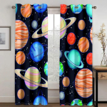 Kosmos Galaktika Universum Naljakas Lapsed Poisid Laps Valgust Filtreerivad Kardinad Dekoratsioon 2 Paneeli Kardinad Magamistoa Elutoa Dekoratsiooniks W60xH100(CM)x2pcs&Rod Pocket blue