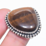 Natural Tiger Eye Gemstone Handmade 925 Sterling Silver Jewelry Ring Size 9 d4z18