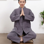 Pikkade varrukatega budistlik Zen-meditatsiooni &uuml;likonna komplekt - Puuvillane linane templi Tang-stiilis XS, Up to 45 kg