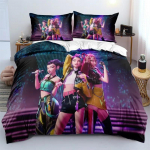 K-Pop Voodipesukomplekt Deemonik&uuml;ttide teemaline roosa v&otilde;i must teine k&uuml;lg tr&uuml;kiga pol&uuml;ester &uuml;li&otilde;pilas&uuml;hiselamu tekikott poisid t&uuml;drukud kingitus US Twin(172x218cm)