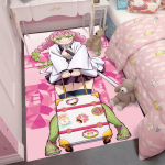 Kimetsu Akadeemia Mitsuri Kanroji Kunsti&otilde;pilase Teemaline Vaip Triibuline S&auml;rk Palett Pintsel Disain S&uuml;damekujulised Mustrid Anime Vaip T&uuml;drukute Tuba 120X160CM