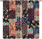 Boho plaasterkardinad, vintage lilleline boheemlaslik paisley &otilde;ie mustriga aknakardinad elutuppa, magamistuppa, k&ouml;&ouml;ki, vannituppa 53x116CM-2PC