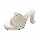 Moodsad naiste k&otilde;rgekontsaga sussid Ruudukujuline varvas Ruudukujuline konts 9cm konts K&otilde;rged kingad Naistele Kleit Moodne Elegantne Suvi Zapatillas De Mujer 35 beež