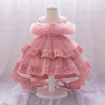 Elegantne Litritega Peo Beebit&uuml;druku Kleit V&auml;ikelapse Pitsi Sikutiga Printsess Ballikleit Pulma Pruutneitsi Laste &Otilde;htukleidid 100cm roosa