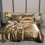 Luksuslik 100% siidist voodipesukomplekt tekikoti komplektiga Kahekohaline King Queen Suuruses Voodikatte komplekt 4 tk Voodikate Voodipesu komplektid 150x200cm 3 pcs set gray
