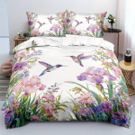 2/3 tk Kimalase voodipesukomplekt Loomade tekikate Komplekt Kingfisheri tekikate Magamistoa kaunistus K&uuml;lalistetuba 2D Roosa Lilleline Tasaprint Duvet Cover Set&EU Single(135x200cm)