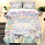 Tekikate Hello Kitty Voodipesukomplekt Miniso Moodne Multikaprint Komplekt T&uuml;drukute Kingitus Madrats 3 tk Lastetuba EU Single(135*200cm)3pcs