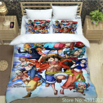 Multikas &uuml;hes t&uuml;kis voodipesukomplektid Peened tarbed Padjap&uuml;&uuml;r Anime voodipesu 3D-tr&uuml;kitud Laste t&auml;iskasvanute tekk Tekikott Kingitus EU Single(135*200cm)3pcs